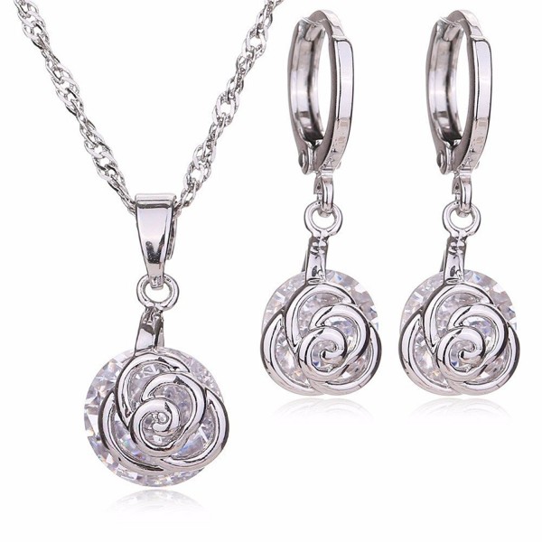 Platium Embedded Necklace Earrings Jewelry