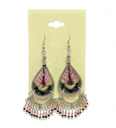 Peruvian Earrings Catchers Crafted BlackGoldPink