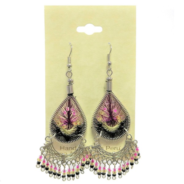 Peruvian Earrings Catchers Crafted BlackGoldPink