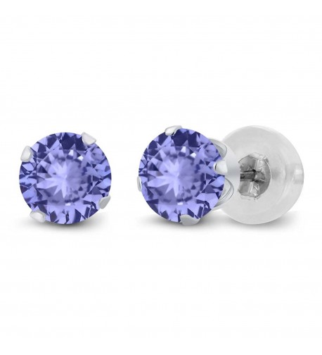 Round Tanzanite Solid White Earrings