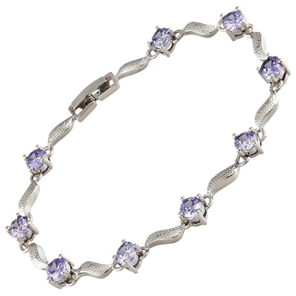 Simulated Tanzanite Plated Tennis Bracelet