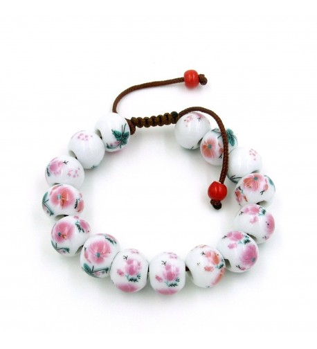 Crafted Porcelain Flower Beads Bracelet