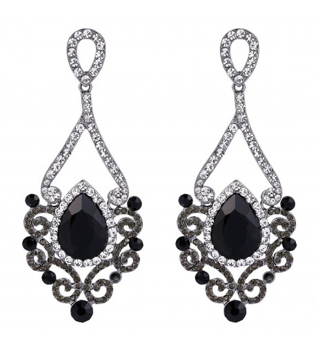 EVER FAITH Austrian Earrings Black Tone