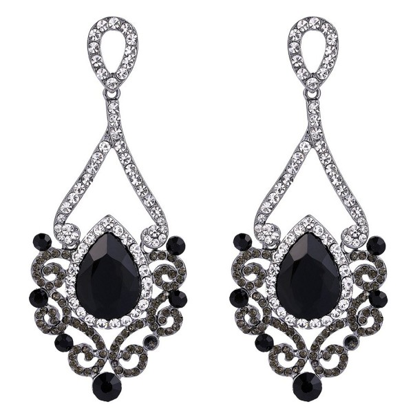 EVER FAITH Austrian Earrings Black Tone EVER FAITH Austrian Earrings Black Tone