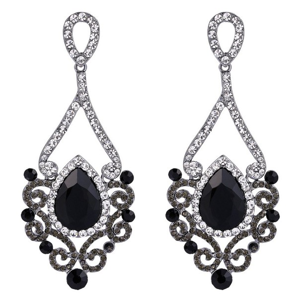 EVER FAITH Austrian Earrings Black Tone