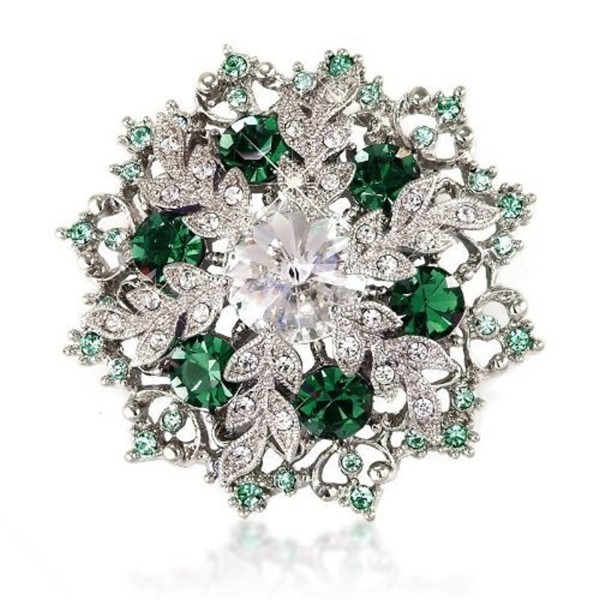 Snowflake Brooch Emerald Green Colour Crystal