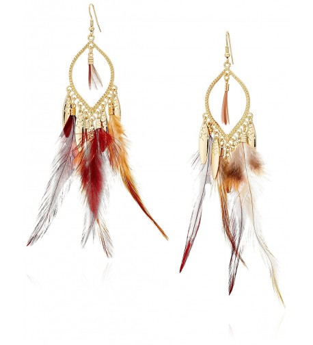 Panacea Gold Brown Feather Earrings