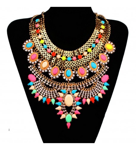 Bewish Vintage Colorful Statement Necklace