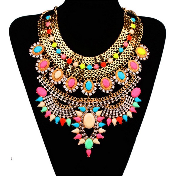 Bewish Vintage Colorful Statement Necklace