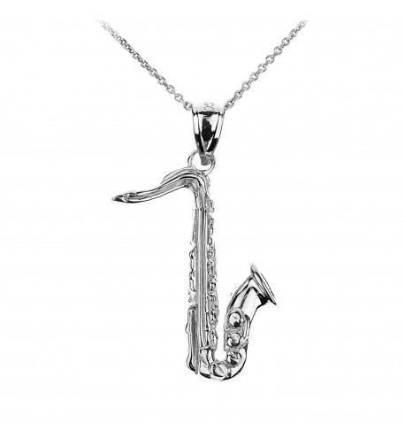 Sterling Music Saxophone Pendant Necklace