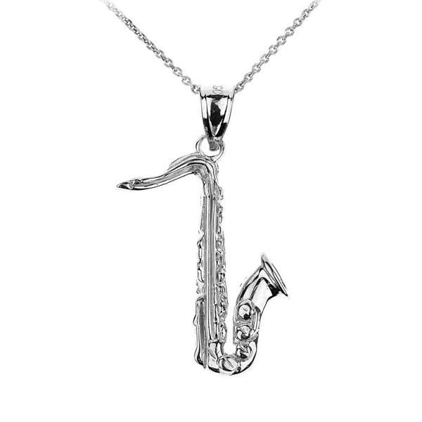 Sterling Music Saxophone Pendant Necklace
