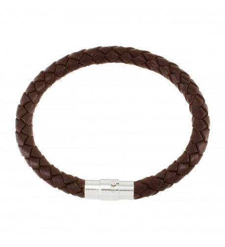 Magnetic Brown Braided Leather Bracelet