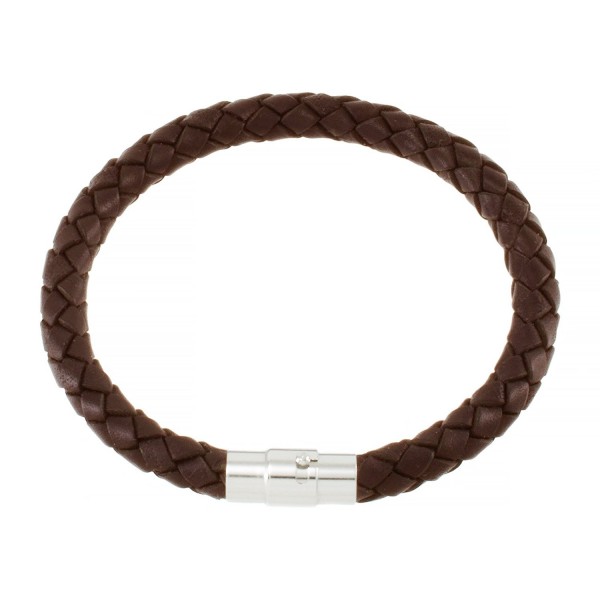 Magnetic Brown Braided Leather Bracelet