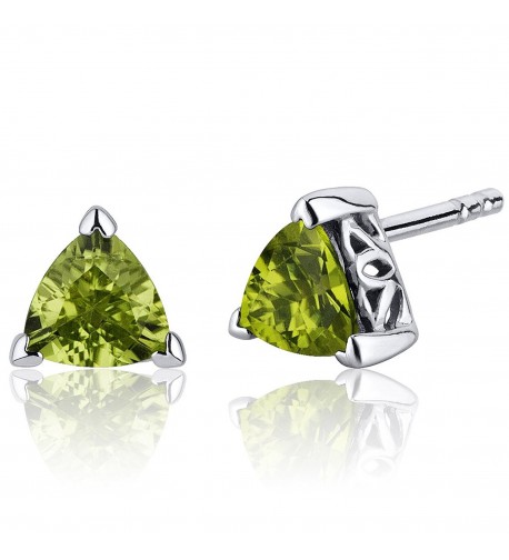 Peridot Trillion Earrings Sterling Rhodium