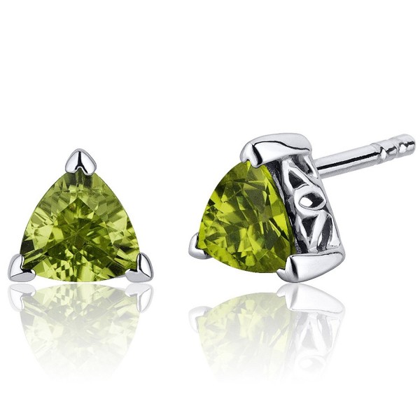 Peridot Trillion Earrings Sterling Rhodium