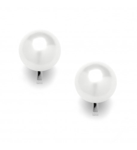 Mariell White Pearl Clip Earrings