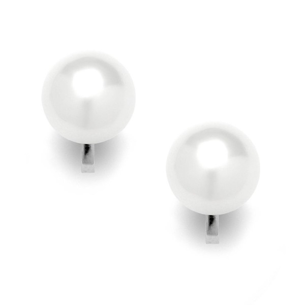 Mariell White Pearl Clip Earrings