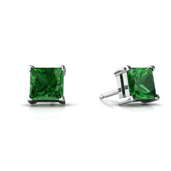 Earring Princess Simulated Emerald Sterling