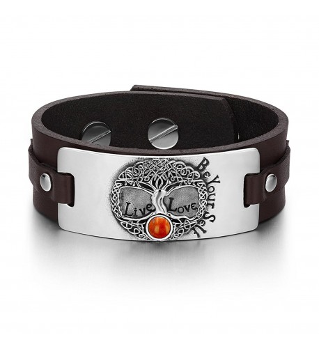 Celtic Gemstone Adjustable Leather Bracelet