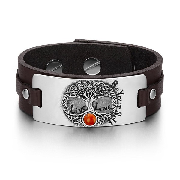 Celtic Gemstone Adjustable Leather Bracelet