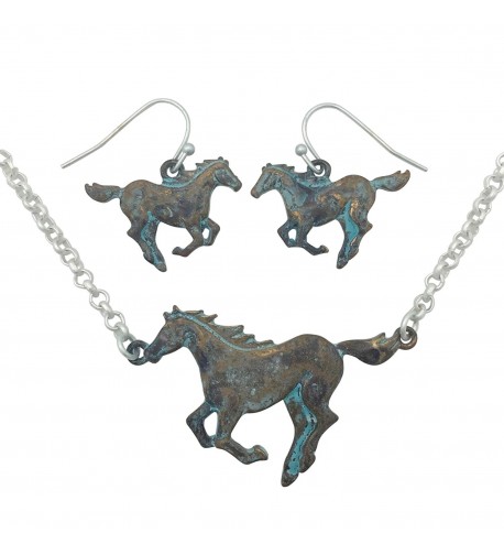 Running Western Necklace Earring Patina