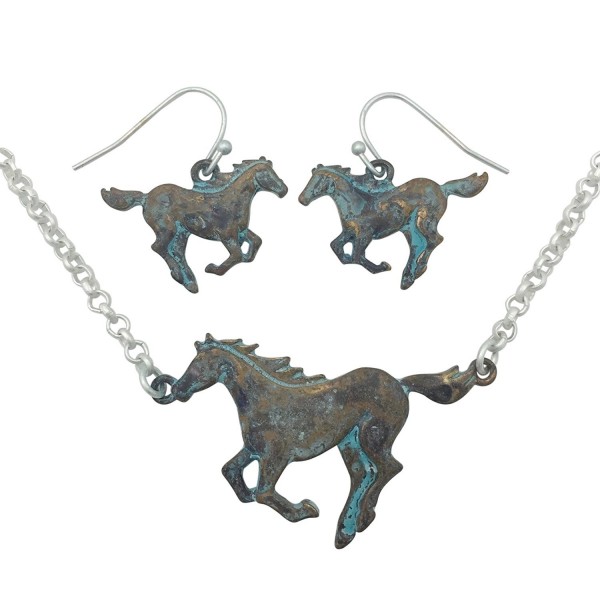 Running Western Necklace Earring Patina