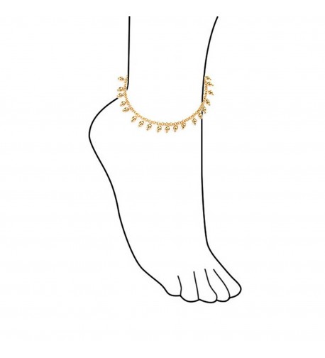Gold Filled Anklet 5mm Dangling Beads Ankle Bracelet 10in - CY11J6QNG8J