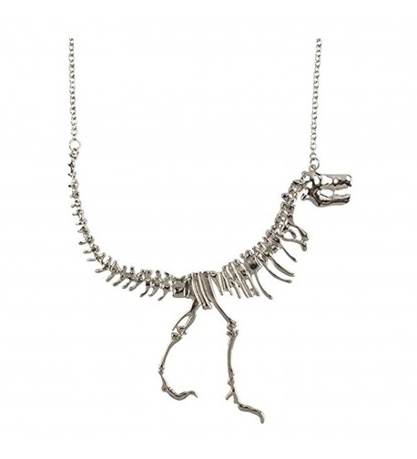 Janestore Dinosaur Statement Necklace Teens Silver