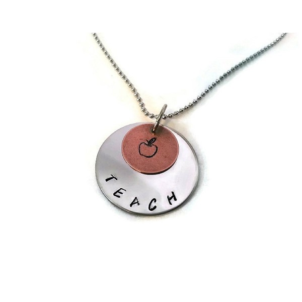 Teachers Necklace Hand Stamped Gift