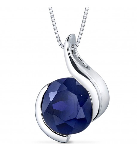 Created Sapphire Pendant Sterling Silver