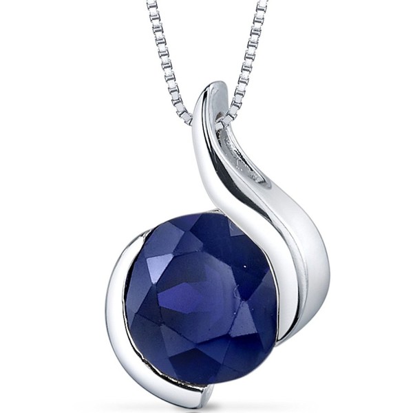 Created Sapphire Pendant Sterling Silver