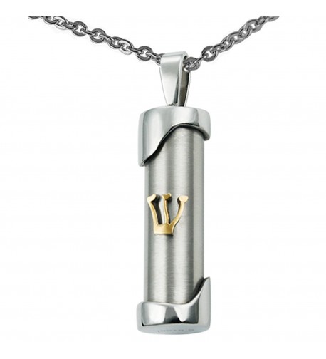 Stainless Judaica Pendant Yellow Inscription