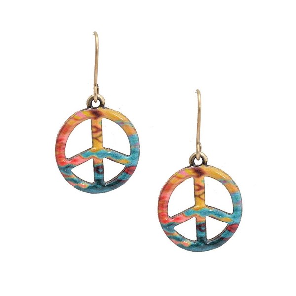 Spinningdaisy Folk Art Colorful Peace Sign earrings - C311Q9EUJCH