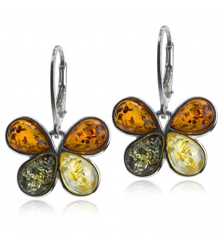 Sterling Multicolor Amber Butterfly Leverback