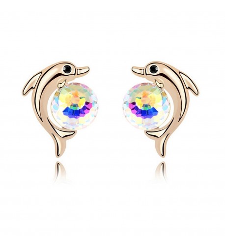 St Ushine Dolphin Champagne Zirconia Earrings