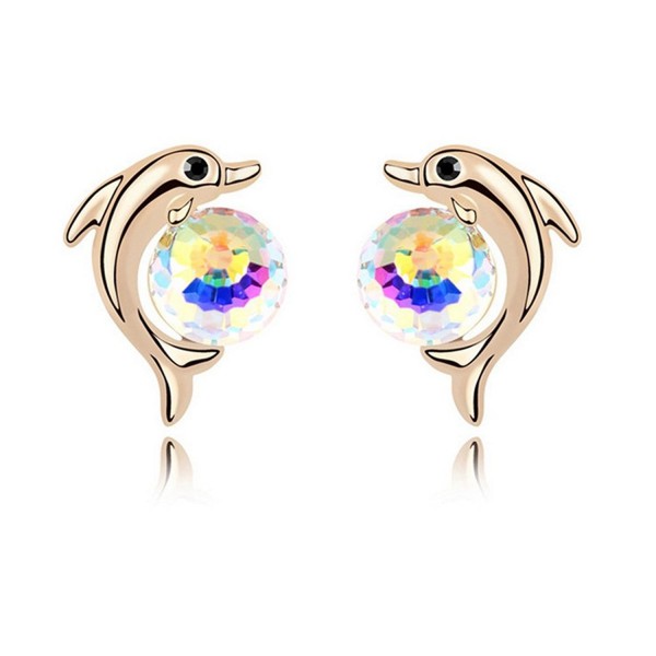 St Ushine Dolphin Champagne Zirconia Earrings