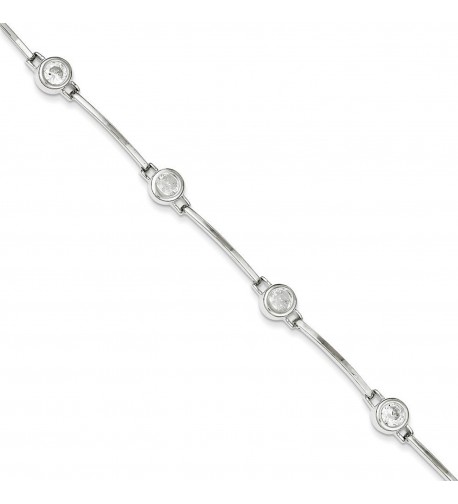 Sterling Silver Polished Bezel Set Bracelet