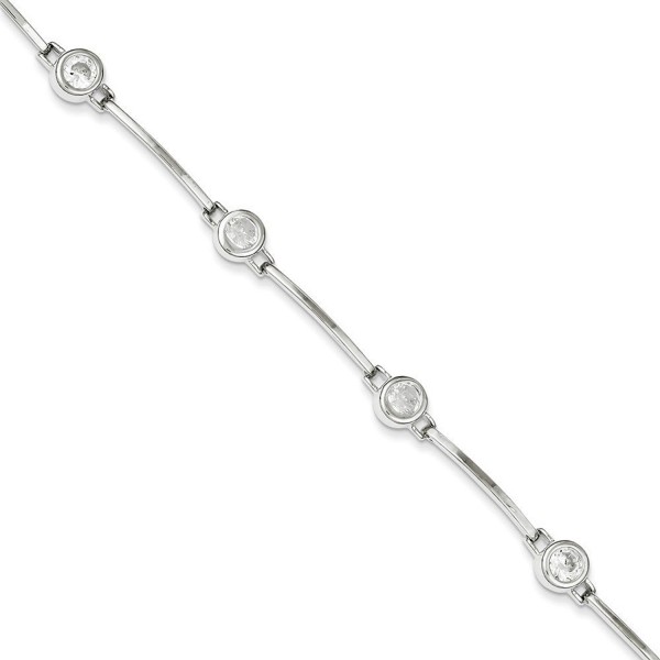 Sterling Silver Polished Bezel Set Bracelet