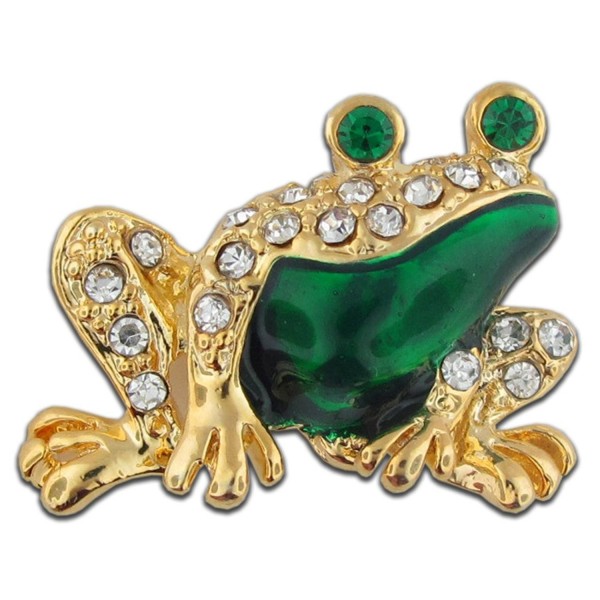 PinMarts Green Enamel Rhinestone Brooch