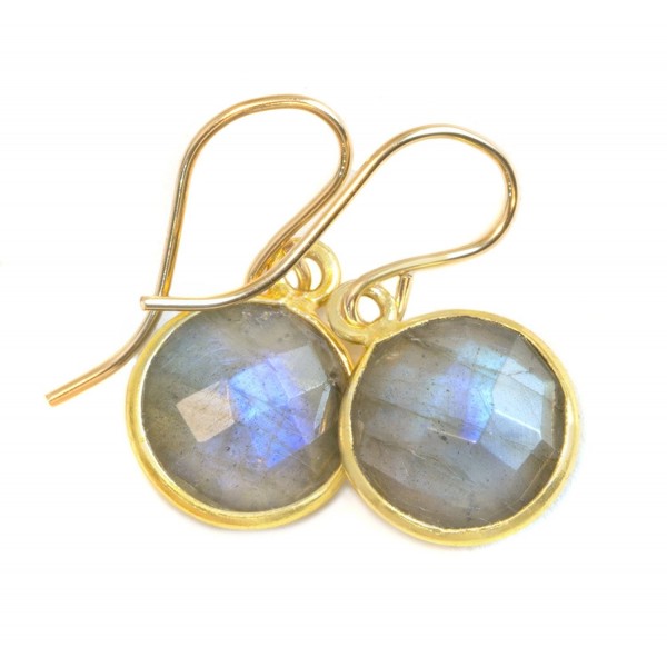 Filled Labradorite Earrings Goldtone Faceted