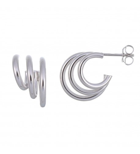 Sterling Silver Tri Huggie Earrings Inch