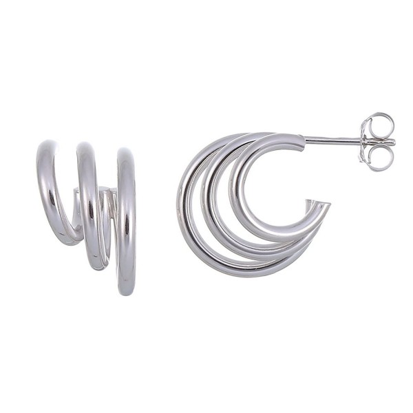 Sterling Silver Tri Huggie Earrings Inch