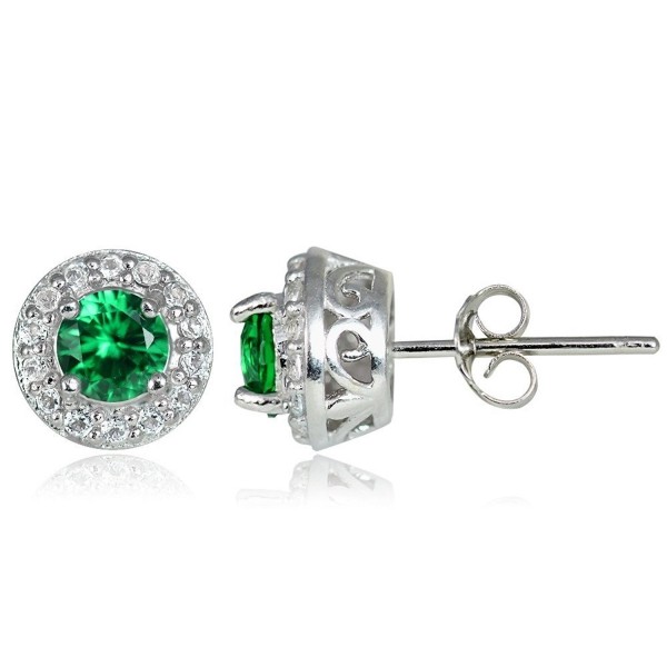 Sterling Silver Synthetic Emerald Earrings