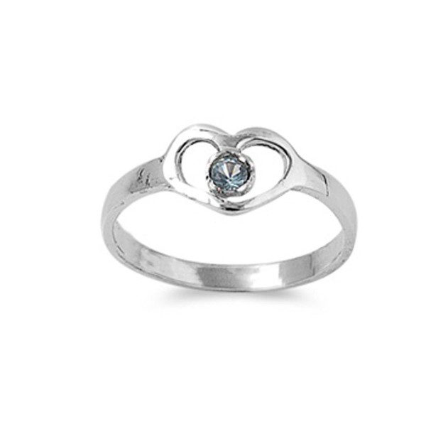 Simulated Aquamarine Solitaire Sterling Silver