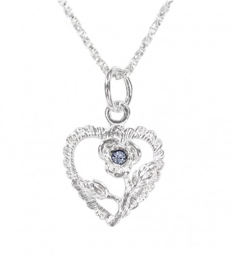 Sterling Silver Heart Necklace Lavender