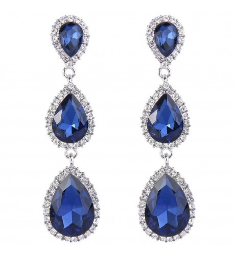 EleQueen Silver tone Austrian Crystal Earrings