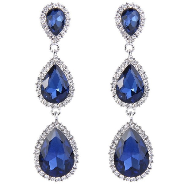 EleQueen Silver tone Austrian Crystal Earrings