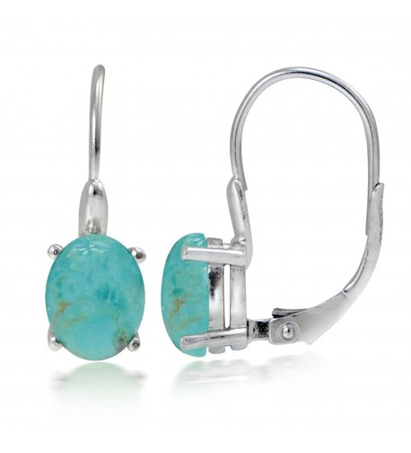 Sterling Simulated Turquoise Leverback Earrings