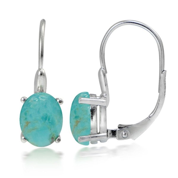 Sterling Simulated Turquoise Leverback Earrings