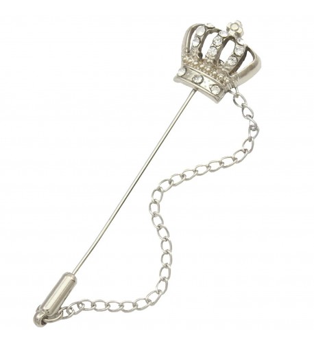 Silver Plated Crown Crystal Brooch
